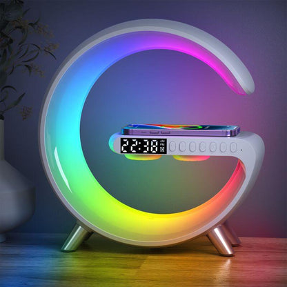 Smart G-Shaped LED Lamp with Bluetooth Speaker & Wireless Charger